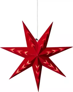 KONSTSMIDE Sierster Papieren ster met ledtechniek rood fluweel V-vormig geperforeerd 7 punten (1 stuk)