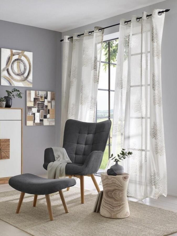 Kutti Gordijn Belinda Gordijn halftransparant etskant gedessineerd viscose-polyester (1 stuk) - Foto 4