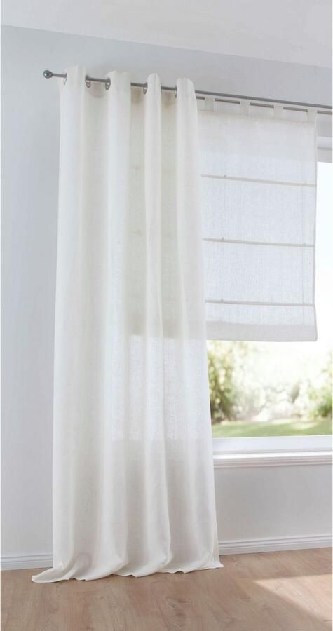 Kutti Gordijn Metis linnen ondoorzichtig natuurlijk linnen gordijn uni gemakkelijk in onderhoud basic (1 stuk) - Foto 2