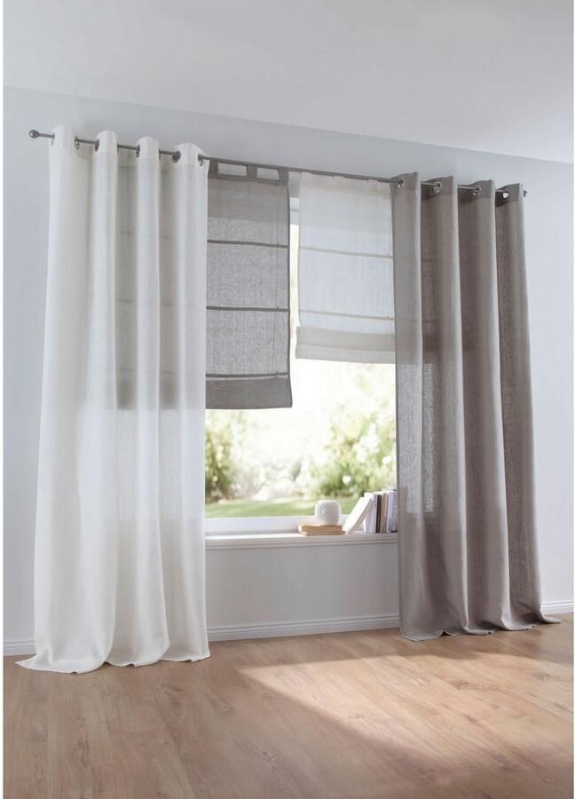 Kutti Gordijn Metis linnen ondoorzichtig natuurlijk linnen gordijn uni gemakkelijk in onderhoud basic (1 stuk) - Foto 2