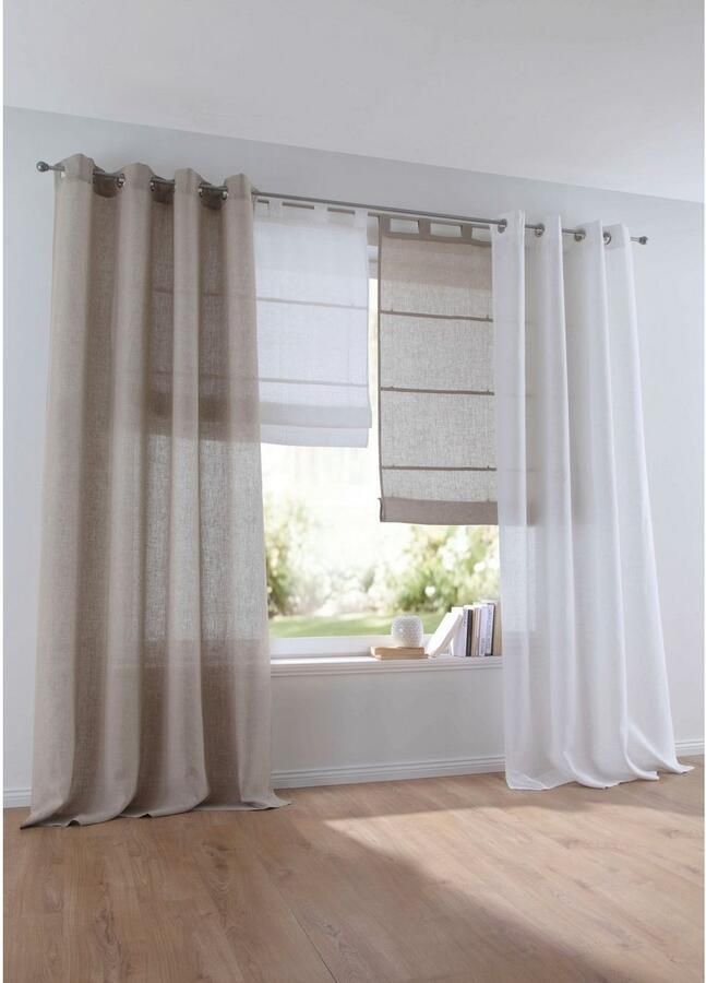 Kutti Gordijn Metis linnen ondoorzichtig natuurlijk linnen gordijn uni gemakkelijk in onderhoud basic (1 stuk) - Foto 3
