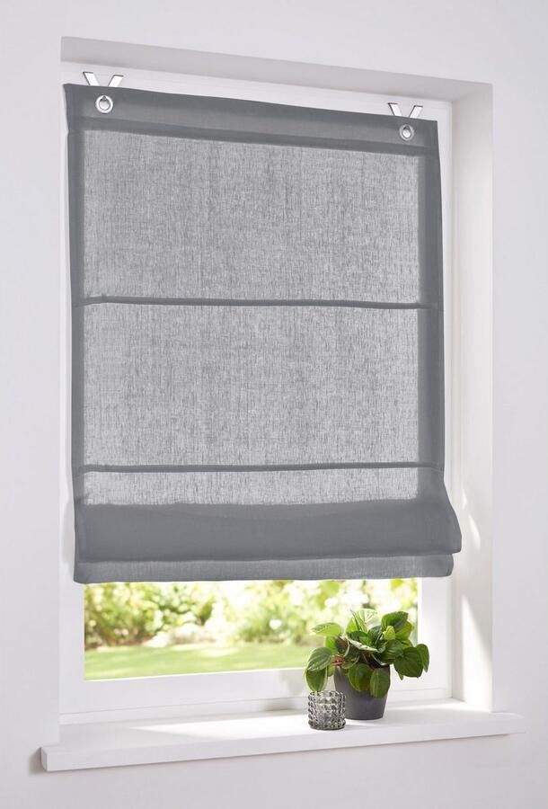 Kutti Romeins rolgordijn Metis uni ondoorzichtig 100% linnen met edelstalen haken gemakkelijk in onderhoud (1 stuk) - Foto 3