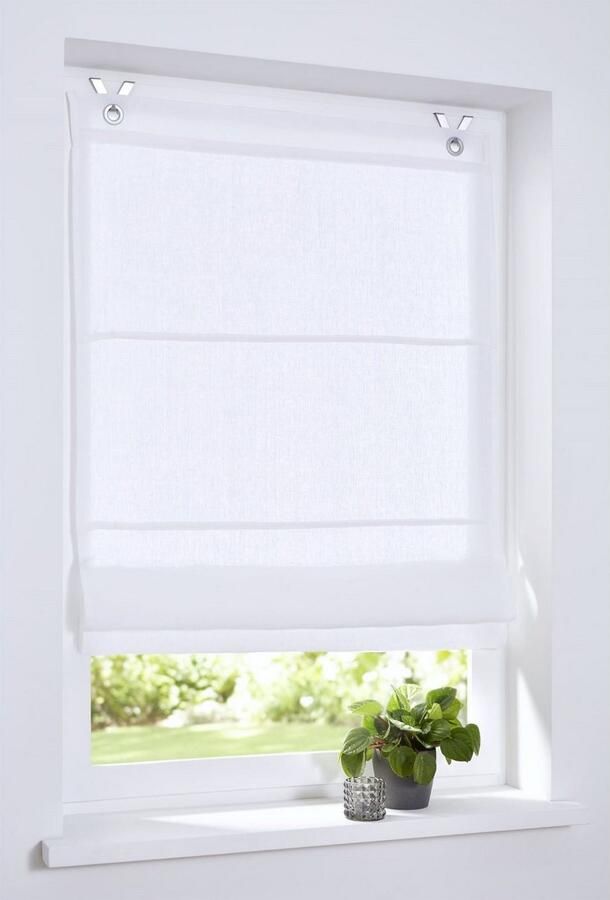 Kutti Romeins rolgordijn Metis uni ondoorzichtig 100% linnen met edelstalen haken gemakkelijk in onderhoud (1 stuk) - Foto 2