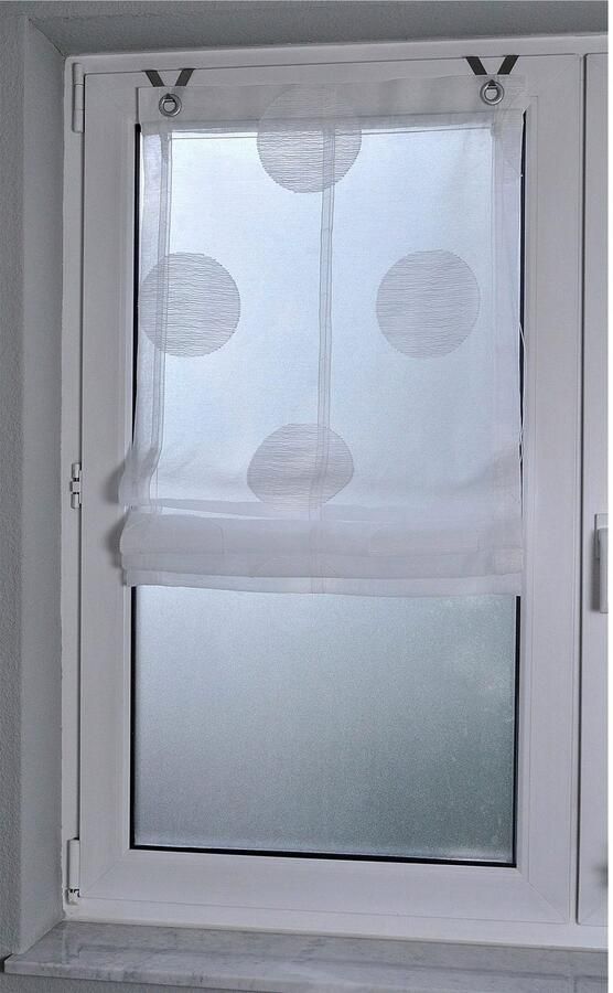 Kutti Romeins rolgordijn Rhonda wit halftransparant met motief gedessineerd met raamhaak (1 stuk)