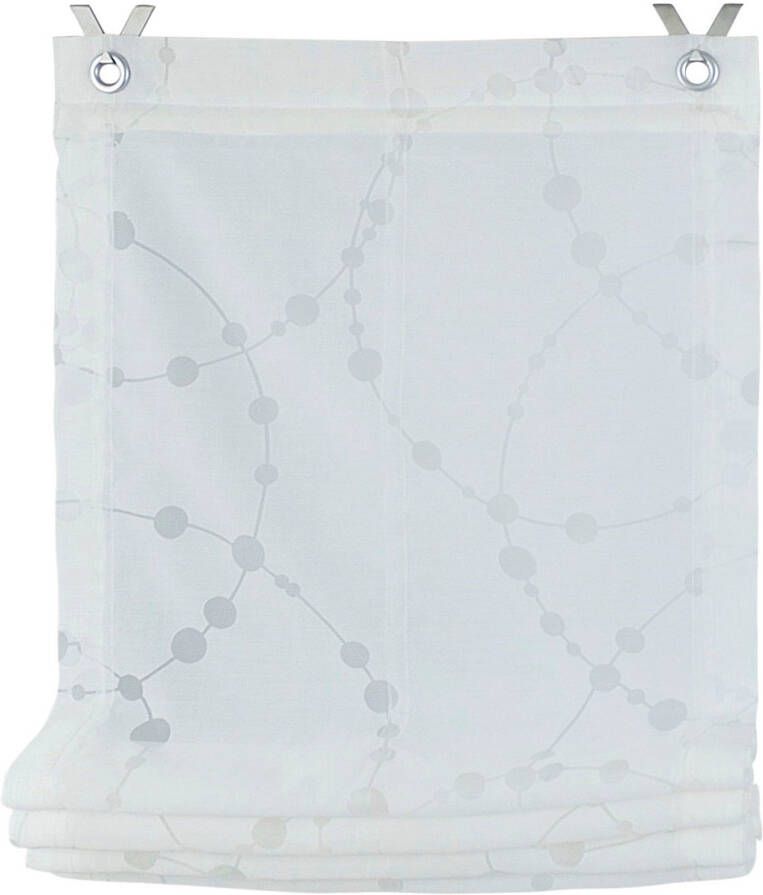 Kutti Romeins rolgordijn Cadena wit halftransparant etskant motief cirkel met edelstalen haken (1 stuk) - Foto 3