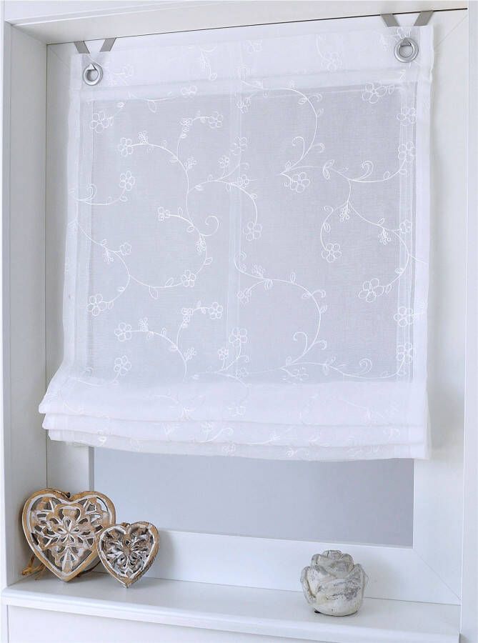 Kutti Romeins rolgordijn Liv halftransparant polyester op te hangen met haken (1 stuk) - Foto 5