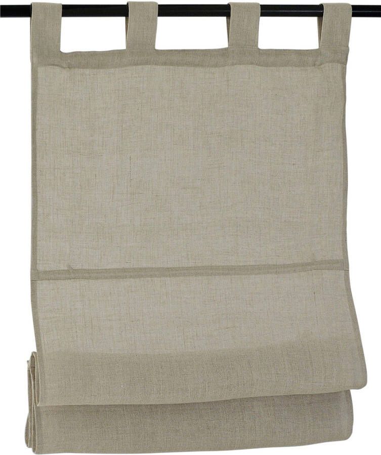 Kutti Romeins rolgordijn Metis linnen uni ondoorzichtig vouwgordijn met lussen 100% puur linnen (1 stuk) - Foto 7