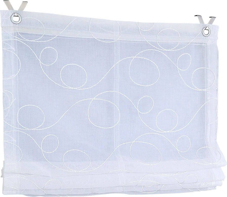 Kutti Romeins rolgordijn Jasmijn uni geborduurd mat polyester gemakkelijk in onderhoud met raamhaak (1 stuk) - Foto 4