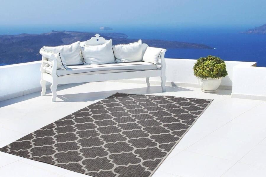 Sunset Vloerkleed Outdoor Buitengebruik Sisal look Flatwave Vloer kleed Tapijt Karpet 120x170 Zilver Grijs - Foto 3