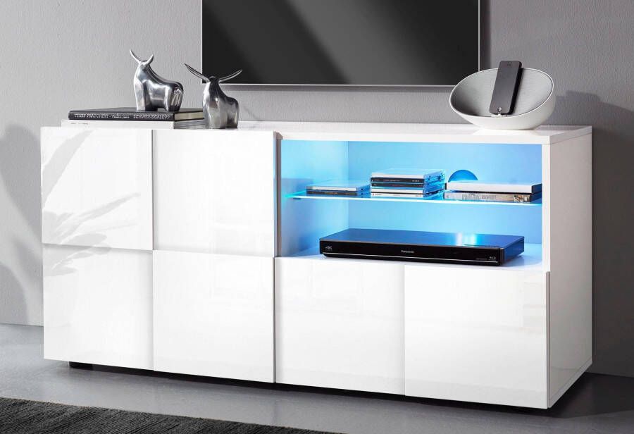 INOSIGN Tv-meubel Dama Breedte 121 cm TV-meubel 1 deur 1 lade TV-kast Front in 3D-uiterlijk greeploos verschillende kleuren