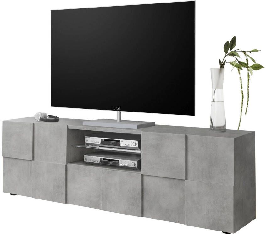 INOSIGN Tv-meubel Dama Breedte 181 cm TV-meubel 2 deuren 1 lade TV-kast Front in 3D-uiterlijk veel opbergruimte verschillende kleuren - Foto 3