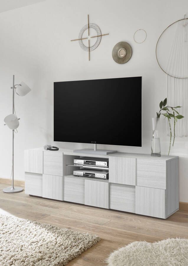 INOSIGN Tv-meubel Dama Breedte 181 cm TV-meubel 2 deuren 1 lade TV-kast Front in 3D-uiterlijk veel opbergruimte verschillende kleuren - Foto 3