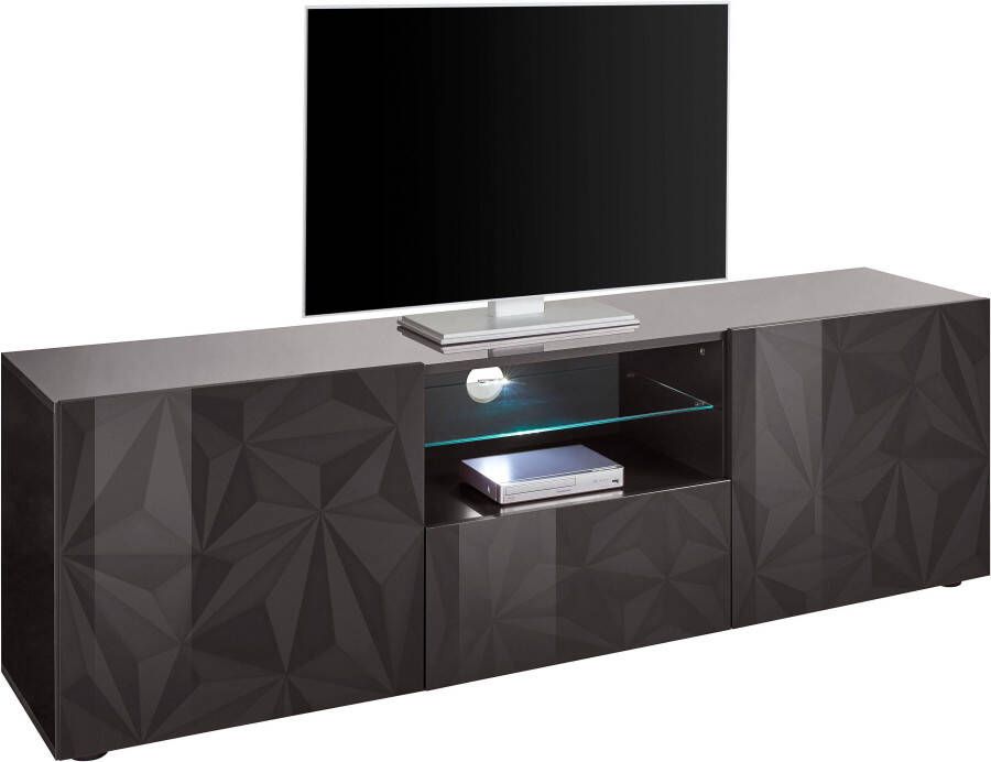INOSIGN Tv-meubel Prisma Breedte 181 cm TV-meubel 2 deuren 1 lade TV-kast Voorkant met elegante zeefdruk greeploos veel opbergruimte - Foto 7