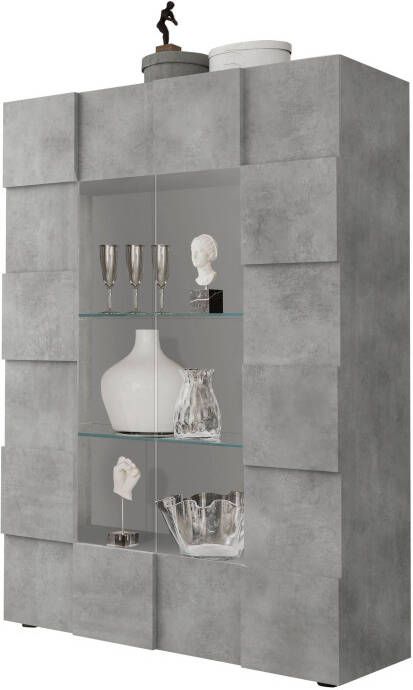 INOSIGN Vitrinekast Dama Hoogte 166 cm Breedte 121 cm Opberg vitrinekast met 2 deuren Staande vitrine front in 3D-uiterlijk veel opbergruimte verschillende kleuren - Foto 3