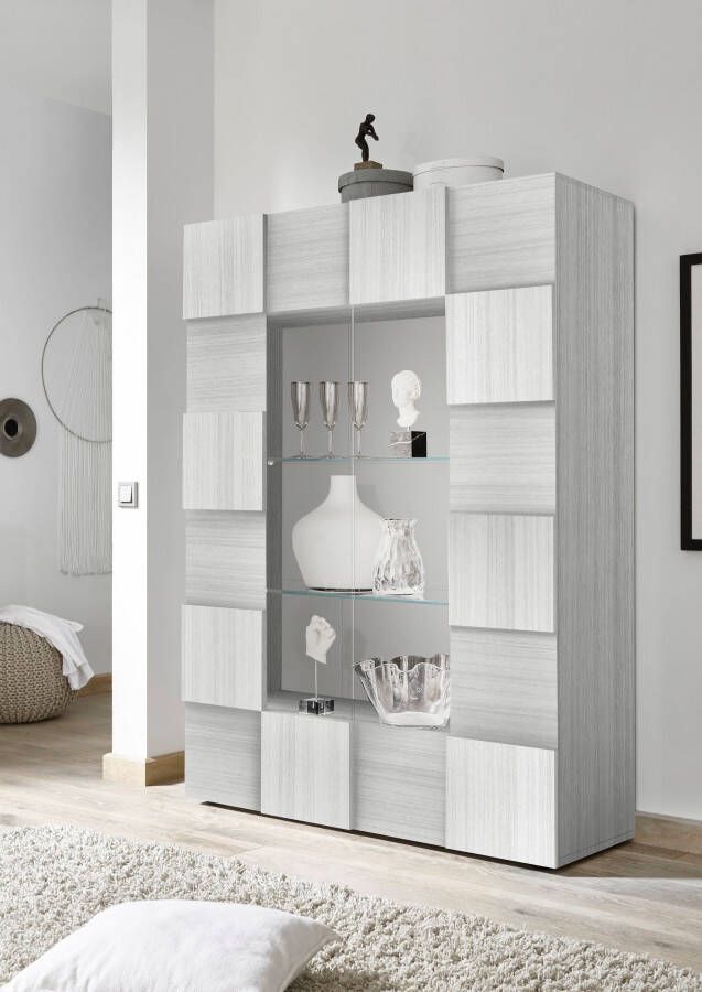 INOSIGN Vitrinekast Dama Hoogte 166 cm Breedte 121 cm Opberg vitrinekast met 2 deuren Staande vitrine front in 3D-uiterlijk veel opbergruimte verschillende kleuren - Foto 3