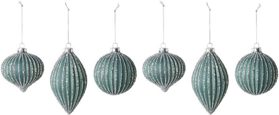 LeGer Home by Lena Gercke Kerstbal Farina kerstdecoratie kerstversiering kerstballen van glas 3 ontwerpen in set: hoogte van de dop 13 cm hoogte van de twee ballen 9 cm (set 6 stuks)