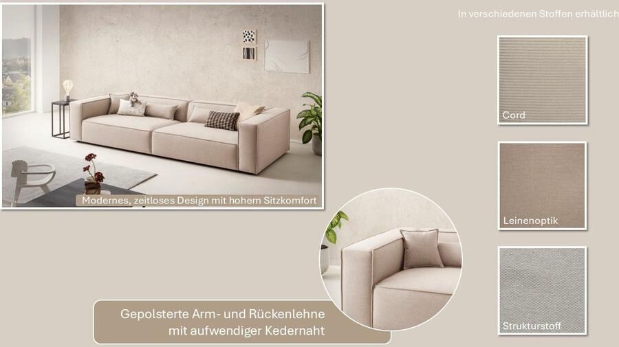 LeGer Home by Lena Gercke 3-zitsbank PIARA XXL sofa met biesnaad Big-sofa in cord of linnenlook - Foto 6