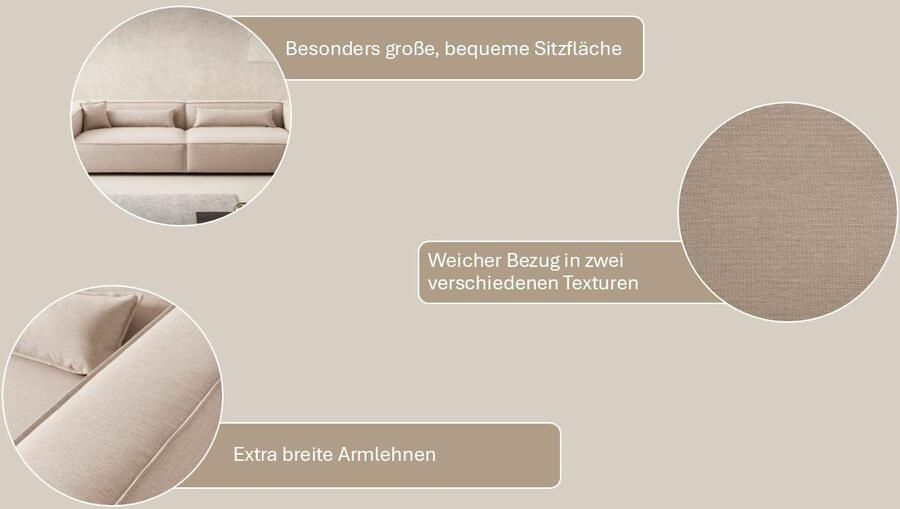 LeGer Home by Lena Gercke 3-zitsbank PIARA XXL sofa met biesnaad Big-sofa in cord of linnenlook - Foto 5