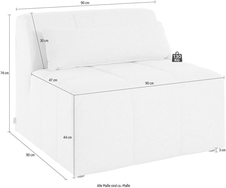 LeGer Home by Lena Gercke Bank-middenelement Maileen apart plaatsbaar of stevig te verbinden met andere modules van de serie - Foto 2