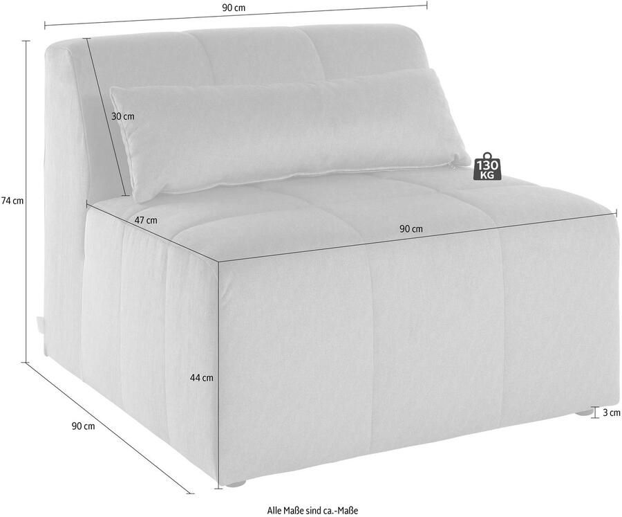 LeGer Home by Lena Gercke Bank-middenelement Maileen apart plaatsbaar of stevig te verbinden met andere modules van de serie - Foto 2