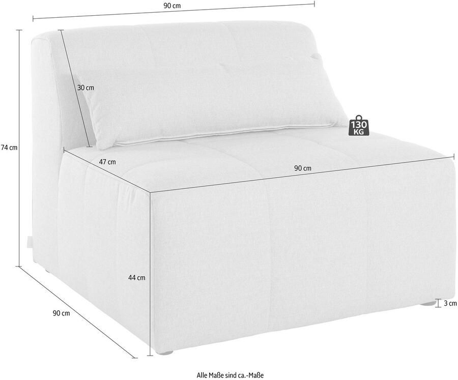 LeGer Home by Lena Gercke Bank-middenelement Maileen apart plaatsbaar of stevig te verbinden met andere modules van de serie - Foto 2