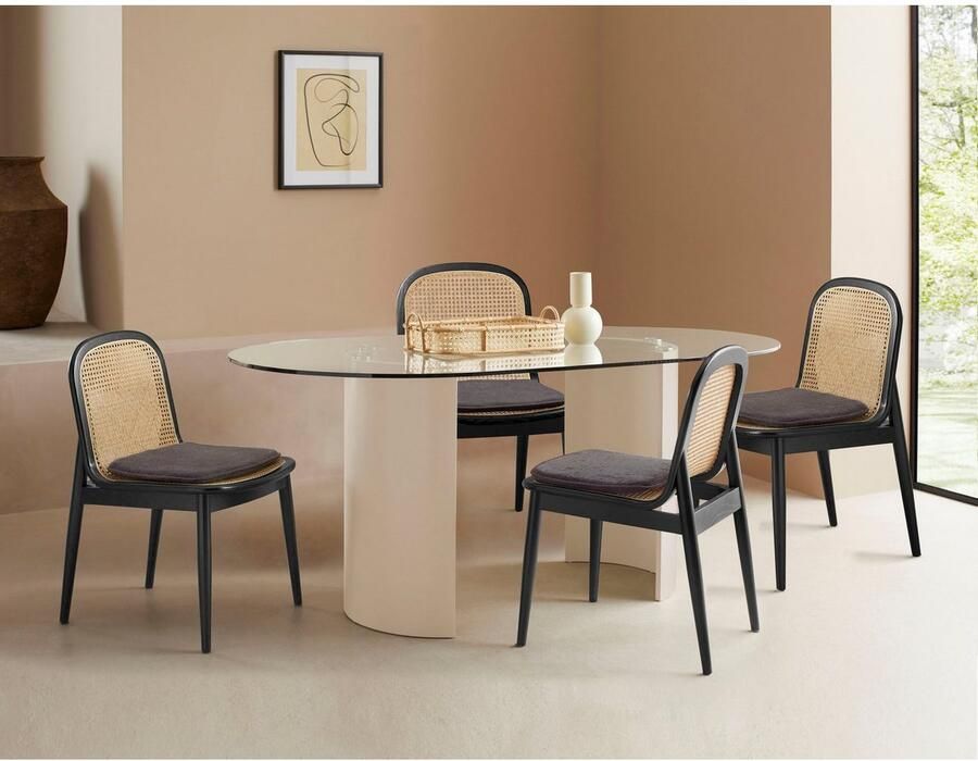 LeGer Home by Lena Gercke Eetkamerstoel Lina 2-delige set massief houten Polstertstoel met frame en poten van massief essenhout (set 2 stuks) - Foto 2