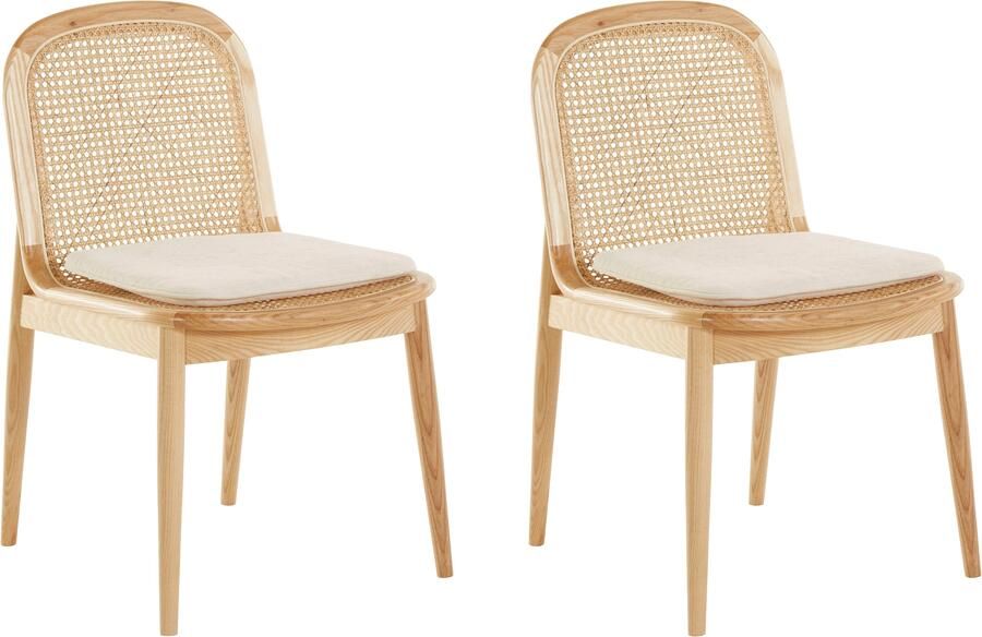 LeGer Home by Lena Gercke Eetkamerstoel Lina 2-delige set massief houten Polstertstoel met frame en poten van massief essenhout (set 2 stuks) - Foto 7