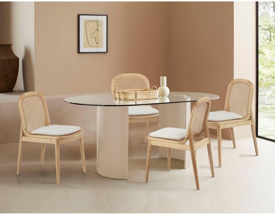 LeGer Home by Lena Gercke Eetkamerstoel Lina 2-delige set massief houten Polstertstoel met frame en poten van massief essenhout (set 2 stuks) - Foto 2