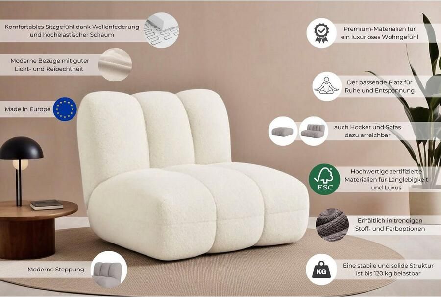 LeGer Home by Lena Gercke Fauteuil Priya loungefauteuil moderne stiksels ook in bouclé perfect individueel meubelstuk gezellig en modern b d h: 90 106 84 cm - Foto 3