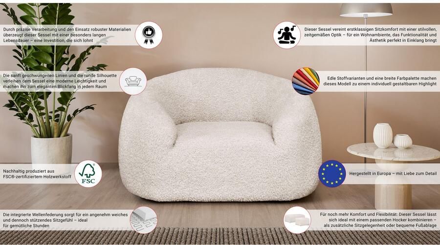 LeGer Home by Lena Gercke Fauteuil YANI relaxfauteuil loungefauteuil afmetingen B D H: 127 96 76 cm - Foto 12