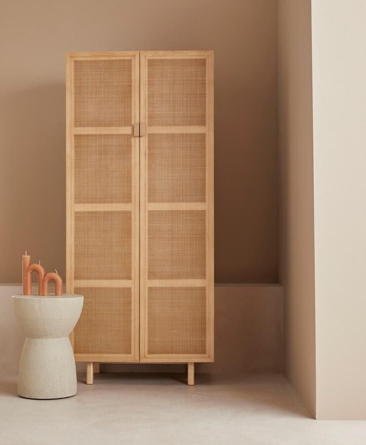 LeGer Home by Lena Gercke Highboard Lina TOPSELLER! OTTOs Choice Met rotan inzet 4 binnenvakken gedeeltelijk massief