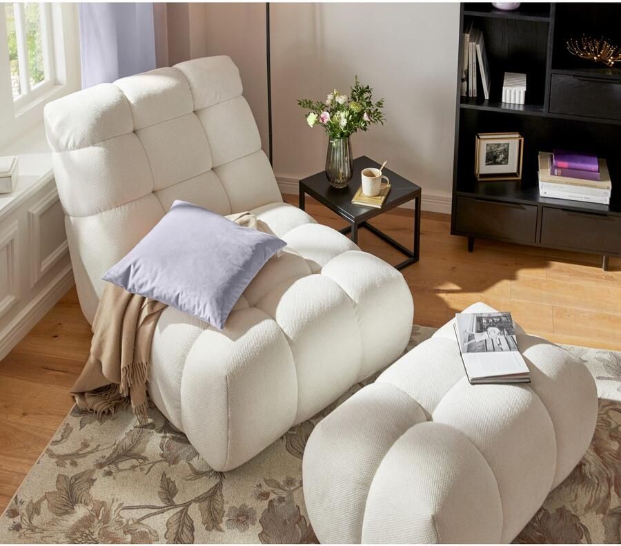 Home affaire XXL-fauteuil AURELIAN loveseat XXL met poef in set leesstoel relaxstoel met golfondersteuning fijne structuur grove structuur velours - Foto 4