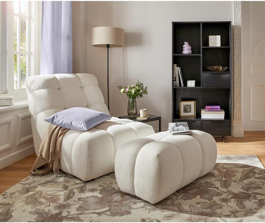 Home affaire XXL-fauteuil AURELIAN loveseat XXL met poef in set leesstoel relaxstoel met golfondersteuning fijne structuur grove structuur velours - Foto 5