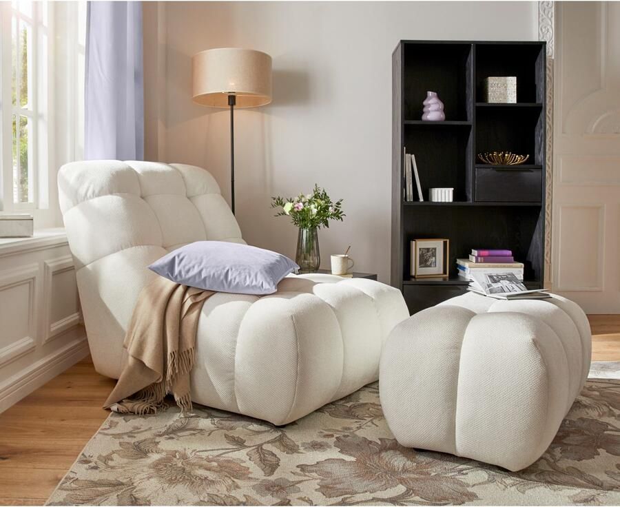 Home affaire XXL-fauteuil AURELIAN loveseat XXL met poef in set leesstoel relaxstoel met golfondersteuning fijne structuur grove structuur velours - Foto 7