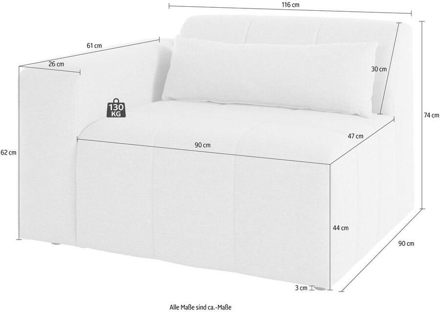 LeGer Home by Lena Gercke Sofaelement Maileen Module fauteuil met armleuning te verbinden met andere modules van de serie