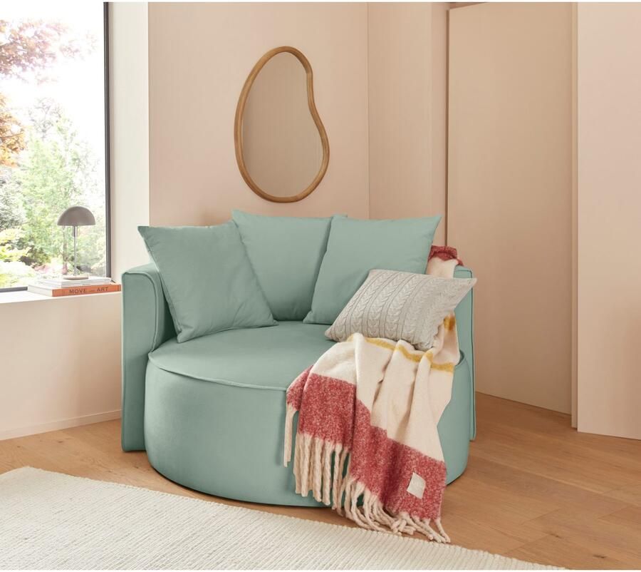 LeGer Home by Lena Gercke XXL-fauteuil Isalie leesstoel loveseat inclusief sierkussens extra groot zitvlak optioneel met hocker corduroy fluweel bouclé - Foto 3