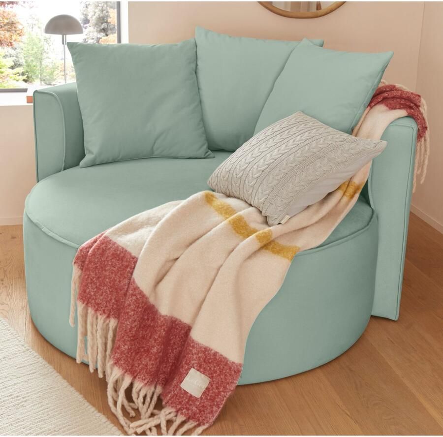 LeGer Home by Lena Gercke XXL-fauteuil Isalie leesstoel loveseat inclusief sierkussens extra groot zitvlak optioneel met hocker corduroy fluweel bouclé