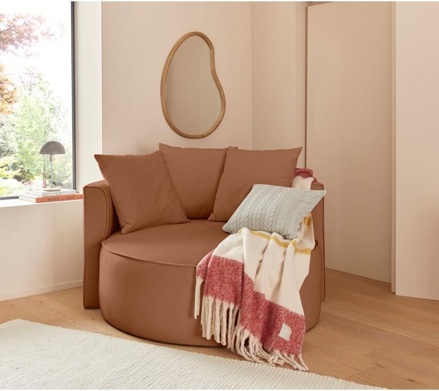 LeGer Home by Lena Gercke XXL-fauteuil Isalie leesstoel loveseat inclusief sierkussens extra groot zitvlak optioneel met hocker corduroy fluweel bouclé - Foto 2