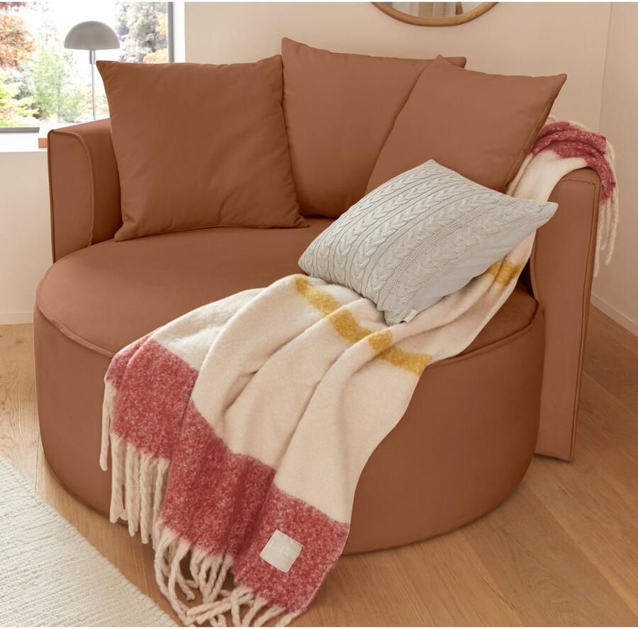 LeGer Home by Lena Gercke XXL-fauteuil Isalie leesstoel loveseat inclusief sierkussens extra groot zitvlak optioneel met hocker corduroy fluweel bouclé