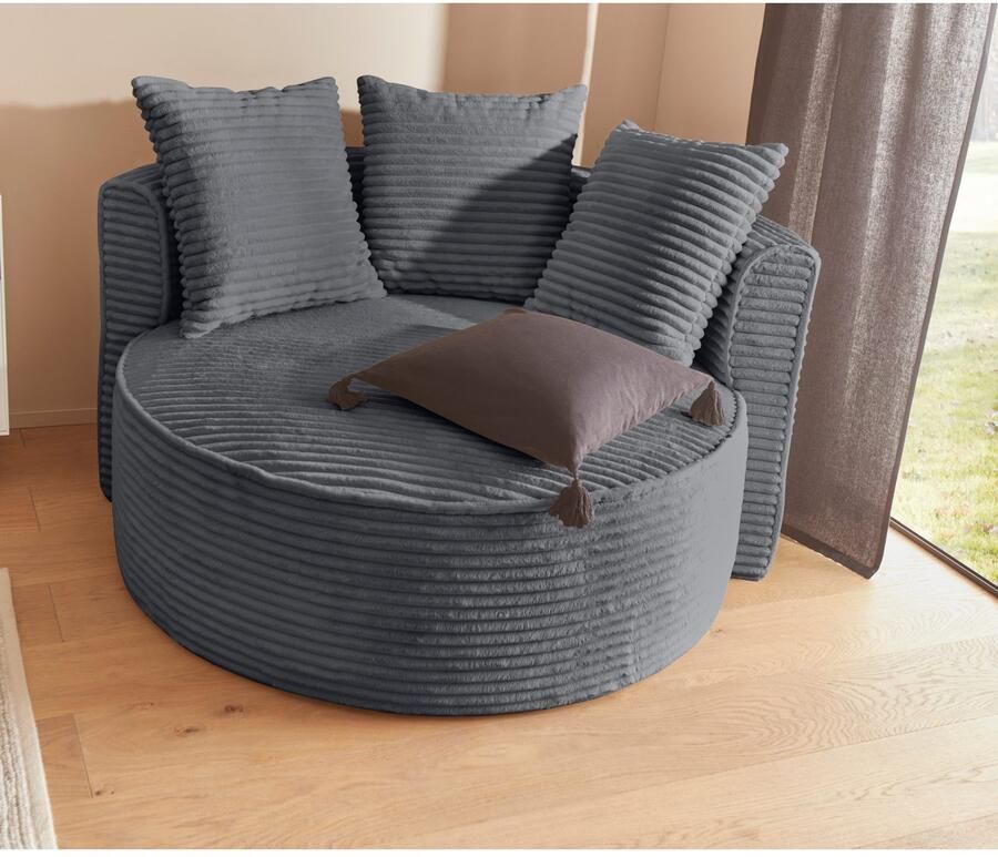 LeGer Home by Lena Gercke XXL-fauteuil Isalie leesstoel loveseat inclusief sierkussens extra groot zitvlak optioneel met hocker corduroy fluweel bouclé - Foto 2