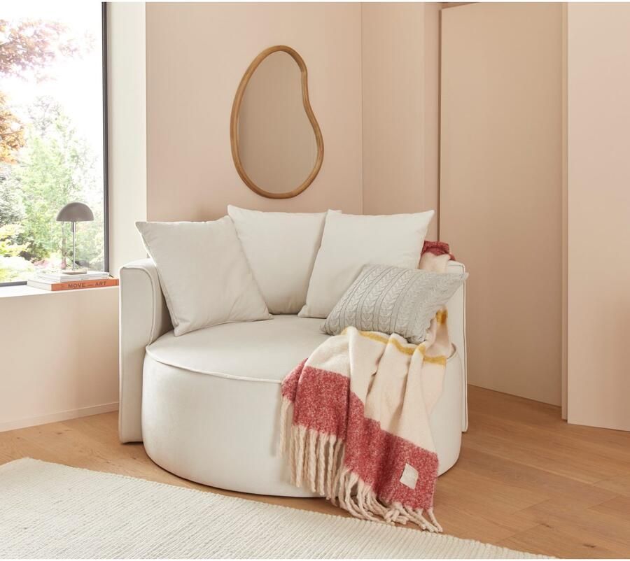 LeGer Home by Lena Gercke XXL-fauteuil Isalie leesstoel loveseat inclusief sierkussens extra groot zitvlak optioneel met hocker corduroy fluweel bouclé