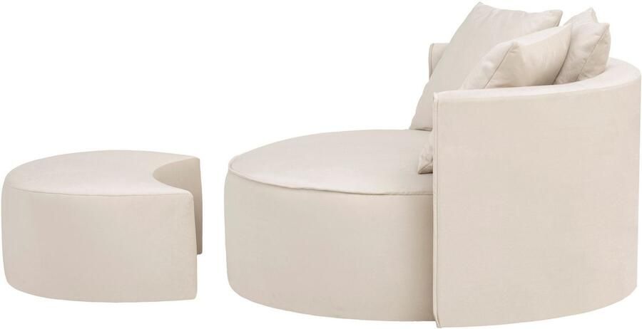LeGer Home by Lena Gercke XXL-fauteuil Isalie ronde stoel met voetensteun leesstoel loveseat grote stoel trendy stoffen 3 sierkussens groot zitvlak corduroy fluweel bouclé (set) - Foto 11