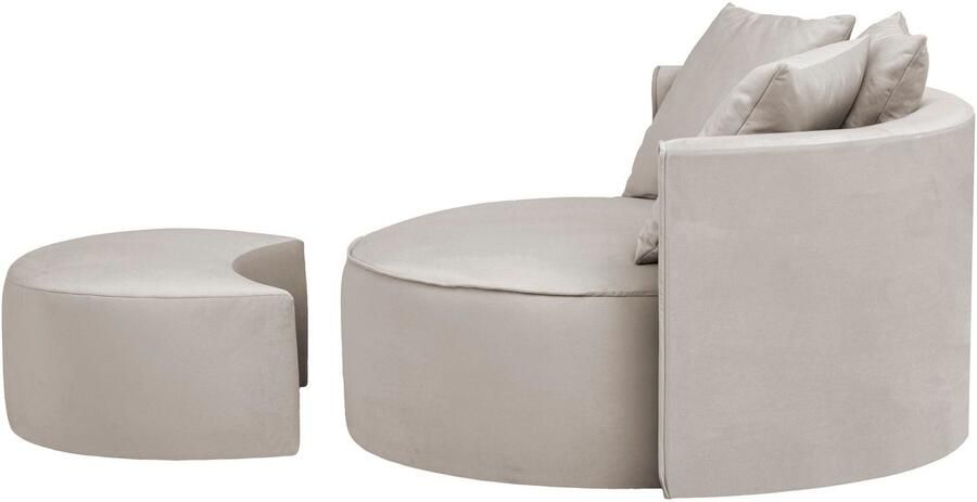 LeGer Home by Lena Gercke XXL-fauteuil Isalie ronde stoel met voetensteun leesstoel loveseat grote stoel trendy stoffen 3 sierkussens groot zitvlak corduroy fluweel bouclé (set) - Foto 13