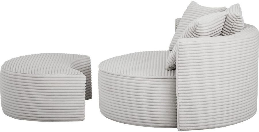 LeGer Home by Lena Gercke XXL-fauteuil Isalie ronde stoel met voetensteun leesstoel loveseat grote stoel trendy stoffen 3 sierkussens groot zitvlak corduroy fluweel bouclé (set) - Foto 10