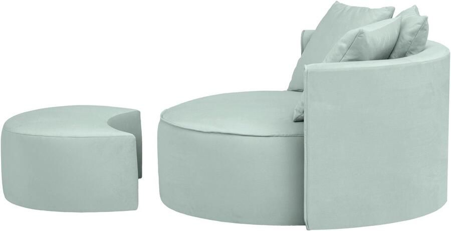 LeGer Home by Lena Gercke XXL-fauteuil Isalie ronde stoel met voetensteun leesstoel loveseat grote stoel trendy stoffen 3 sierkussens groot zitvlak corduroy fluweel bouclé (set) - Foto 13