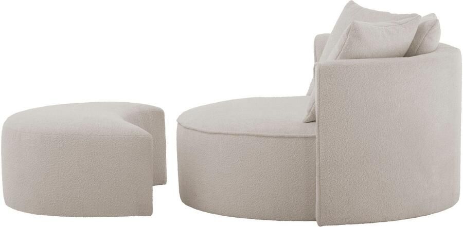 LeGer Home by Lena Gercke XXL-fauteuil Isalie ronde stoel met voetensteun leesstoel loveseat grote stoel trendy stoffen 3 sierkussens groot zitvlak corduroy fluweel bouclé (set) - Foto 11
