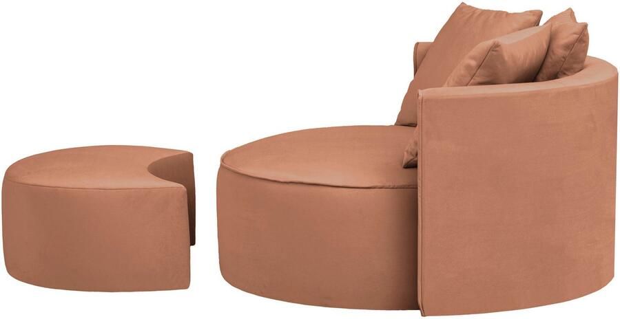 LeGer Home by Lena Gercke XXL-fauteuil Isalie ronde stoel met voetensteun leesstoel loveseat grote stoel trendy stoffen 3 sierkussens groot zitvlak corduroy fluweel bouclé (set) - Foto 12