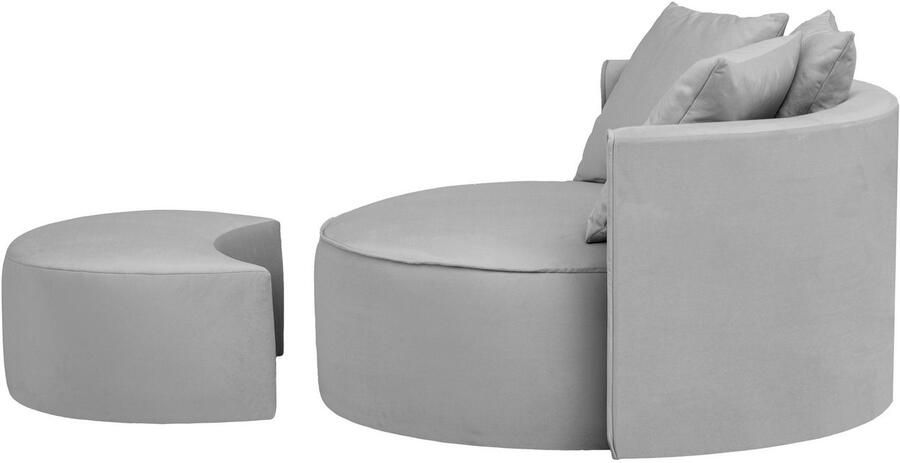 LeGer Home by Lena Gercke XXL-fauteuil Isalie ronde stoel met voetensteun leesstoel loveseat grote stoel trendy stoffen 3 sierkussens groot zitvlak corduroy fluweel bouclé (set) - Foto 11