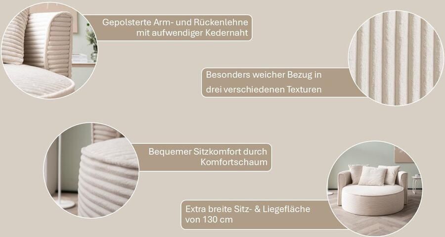 LeGer Home by Lena Gercke XXL-fauteuil Isalie leesstoel loveseat inclusief sierkussens extra groot zitvlak optioneel met hocker corduroy fluweel bouclé - Foto 13