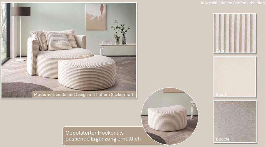 LeGer Home by Lena Gercke XXL-fauteuil Isalie leesstoel loveseat inclusief sierkussens extra groot zitvlak optioneel met hocker corduroy fluweel bouclé - Foto 12